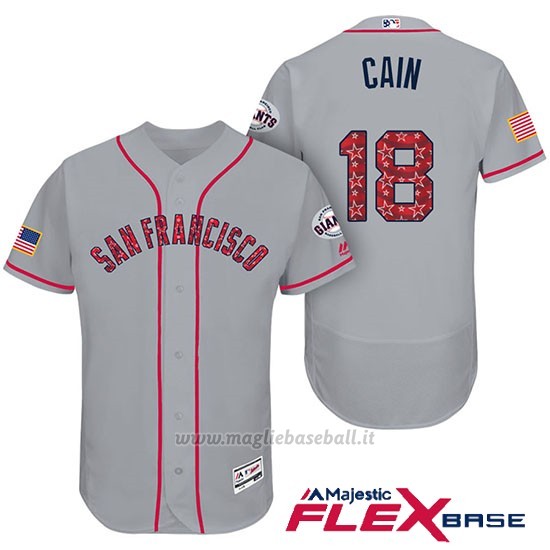 Maglia Baseball Uomo San Francisco Giants 2017 Estrellas y Rayas Matt Cain Grigio Flex Base